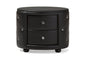 Baxton Studio Davina Hollywood Glamour Style Oval 2-drawer Black Faux Leather Upholstered Nightstand