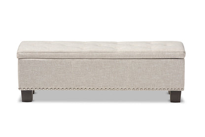 Baxton Studio Hannah Modern and Contemporary Beige Fabric Upholstered Button-Tufting Storage Ottoman Bench