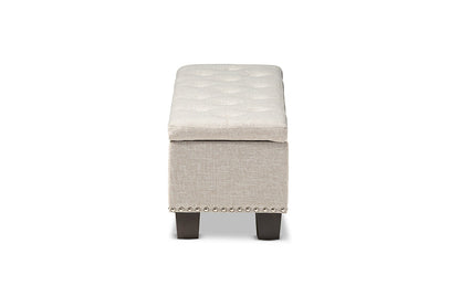 Baxton Studio Hannah Modern and Contemporary Beige Fabric Upholstered Button-Tufting Storage Ottoman Bench