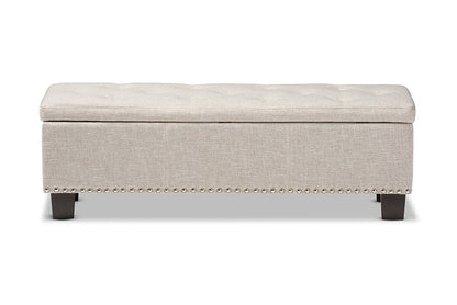 Baxton Studio Hannah Modern and Contemporary Beige Fabric Upholstered Button-Tufting Storage Ottoman Bench