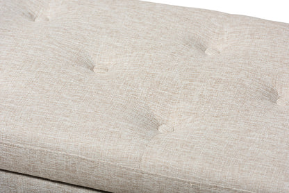 Baxton Studio Hannah Modern and Contemporary Beige Fabric Upholstered Button-Tufting Storage Ottoman Bench