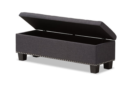 Baxton Studio Hannah Modern and Contemporary Dark Grey Fabric Upholstered Button-Tufting Storage Ottoman Bench