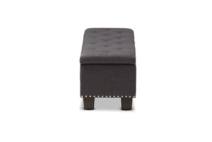 Baxton Studio Hannah Modern and Contemporary Dark Grey Fabric Upholstered Button-Tufting Storage Ottoman Bench