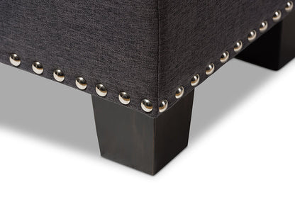 Baxton Studio Hannah Modern and Contemporary Dark Grey Fabric Upholstered Button-Tufting Storage Ottoman Bench