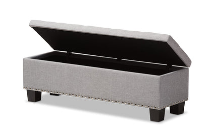 Baxton Studio Hannah Modern and Contemporary Grayish Beige Fabric Upholstered Button-Tufting Storage Ottoman Bench