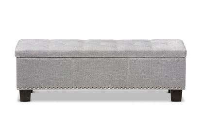 Baxton Studio Hannah Modern and Contemporary Grayish Beige Fabric Upholstered Button-Tufting Storage Ottoman Bench