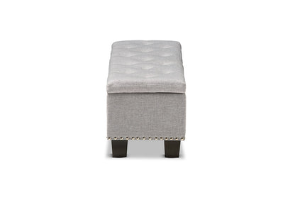 Baxton Studio Hannah Modern and Contemporary Grayish Beige Fabric Upholstered Button-Tufting Storage Ottoman Bench