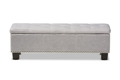 Baxton Studio Hannah Modern and Contemporary Grayish Beige Fabric Upholstered Button-Tufting Storage Ottoman Bench