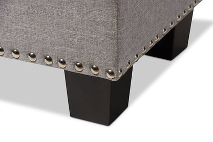Baxton Studio Hannah Modern and Contemporary Grayish Beige Fabric Upholstered Button-Tufting Storage Ottoman Bench