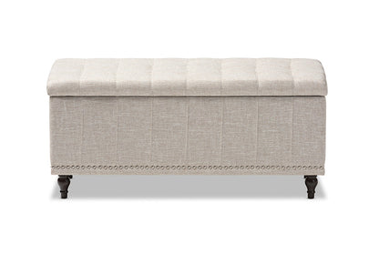 Baxton Studio Kaylee Modern Classic Beige Fabric Upholstered Button-Tufting Storage Ottoman Bench