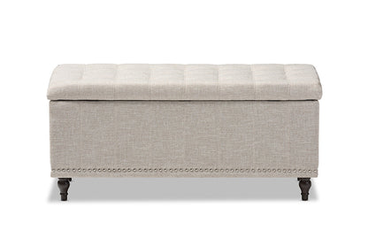 Baxton Studio Kaylee Modern Classic Beige Fabric Upholstered Button-Tufting Storage Ottoman Bench