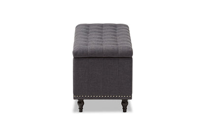 Baxton Studio Kaylee Modern Classic Dark Grey Fabric Upholstered Button-Tufting Storage Ottoman Bench