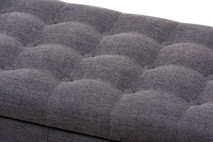 Baxton Studio Kaylee Modern Classic Dark Grey Fabric Upholstered Button-Tufting Storage Ottoman Bench