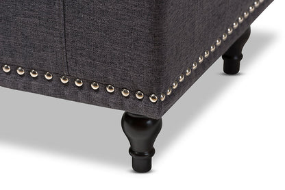 Baxton Studio Kaylee Modern Classic Dark Grey Fabric Upholstered Button-Tufting Storage Ottoman Bench