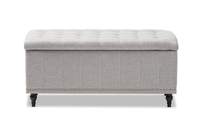 Baxton Studio Kaylee Modern Classic Grayish Beige Fabric Upholstered Button-Tufting Storage Ottoman Bench