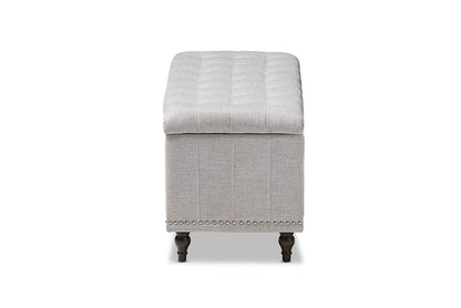 Baxton Studio Kaylee Modern Classic Grayish Beige Fabric Upholstered Button-Tufting Storage Ottoman Bench