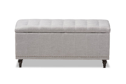 Baxton Studio Kaylee Modern Classic Grayish Beige Fabric Upholstered Button-Tufting Storage Ottoman Bench