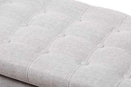 Baxton Studio Kaylee Modern Classic Grayish Beige Fabric Upholstered Button-Tufting Storage Ottoman Bench