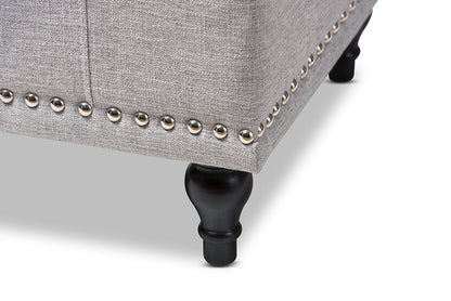 Baxton Studio Kaylee Modern Classic Grayish Beige Fabric Upholstered Button-Tufting Storage Ottoman Bench