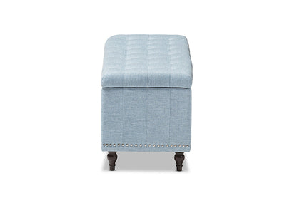 Baxton Studio Kaylee Modern Classic Light Blue Fabric Upholstered Button-Tufting Storage Ottoman Bench