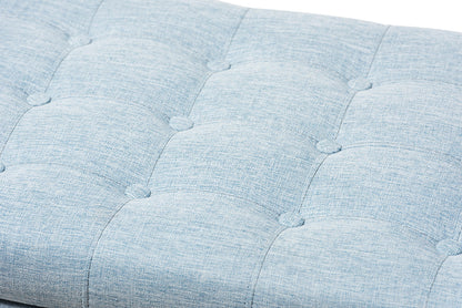 Baxton Studio Kaylee Modern Classic Light Blue Fabric Upholstered Button-Tufting Storage Ottoman Bench