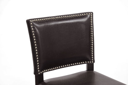 Baxton Studio Aries Dark Brown Modern Bar Stool with Nail Head Trim (Set of 2)