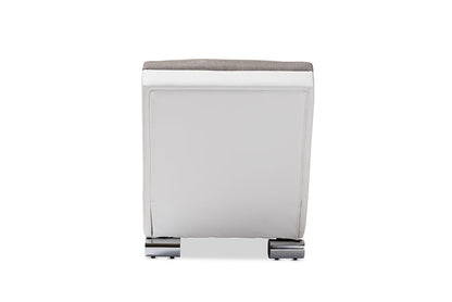 Baxton Studio Percy Modern and Contemporary Grey Fabric and White Faux Leather Upholstered Chaise Lounge
