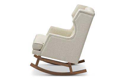 Baxton Studio Iona Mid-century Retro Modern Light Beige Fabric Upholstered Button-tufted Wingback Rocking Chair