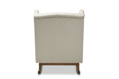 Baxton Studio Iona Mid-century Retro Modern Light Beige Fabric Upholstered Button-tufted Wingback Rocking Chair