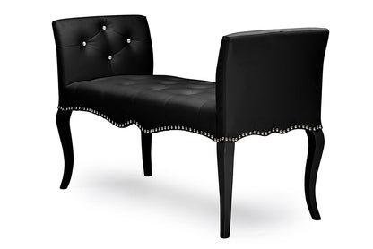 Baxton Studio Kristy Modern and Contemporary Black Faux Leather Classic Seating Bench