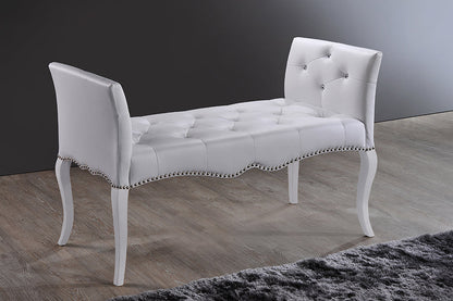 Baxton Studio Kristy Modern and Contemporary White Faux Leather Classic Seating Bench