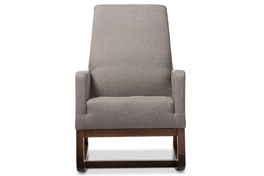 Baxton Studio Yashiya Mid-century Retro Modern Grey Fabric Upholstered Rocking Chair