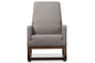 Baxton Studio Yashiya Mid-century Retro Modern Grey Fabric Upholstered Rocking Chair