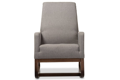 Baxton Studio Yashiya Mid-century Retro Modern Grey Fabric Upholstered Rocking Chair and Ottoman Set