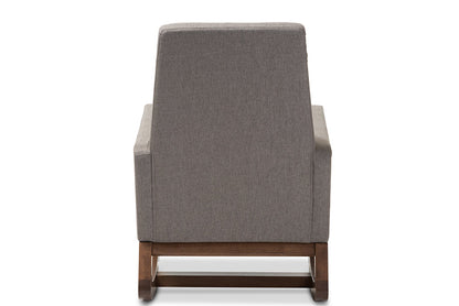 Baxton Studio Yashiya Mid-century Retro Modern Grey Fabric Upholstered Rocking Chair and Ottoman Set
