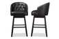 Baxton Studio Avril Modern and Contemporary Black Faux Leather Tufted Swivel Barstool with Nail heads Trim (Set of 2)