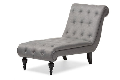 Baxton Studio Layla Mid-century Retro Modern Grey Fabric Upholstered Button-tufted Chaise Lounge