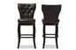 Baxton Studio Leonice Modern and Contemporary Dark Brown Faux Leather Upholstered Button-tufted 29-Inch Swivel Bar Stool (Set of 2)