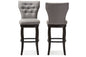 Baxton Studio Leonice Modern and Contemporary Grey Fabric Upholstered Button-tufted 29-Inch Swivel Bar Stool (Set of 2)