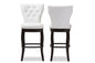 Baxton Studio Leonice Modern and Contemporary White Faux Leather Upholstered Button-tufted 29-Inch Swivel Bar Stool (Set of 2)