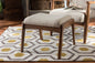 Baxton Studio Roxy Mid-Century Modern Walnut Wood Finishing and Light Beige Fabric Upholstered Ottoman
