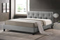 Baxton Studio Annette Gray Linen Modern Bed with Upholstered Headboard - Full Size