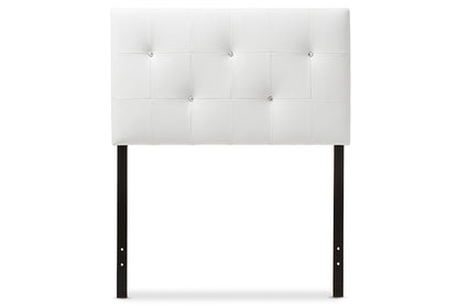 Baxton Studio Kirchem Modern and Contemporary White Faux Leather Upholstered Twin Size Headboard