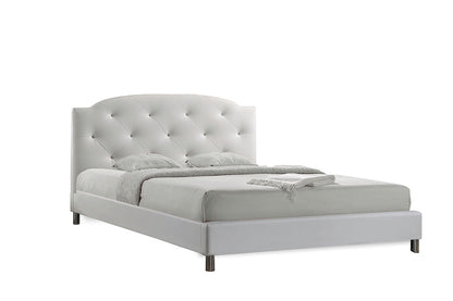 Baxton Studio Canterbury White Leather Contemporary Queen-Size Bed