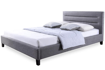 Baxton Studio Hillary Modern and Contemporary Queen Size Grey Fabric Upholstered Platform Base Bed Frame