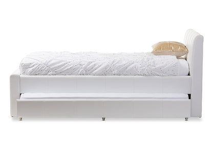 Baxton Studio Cosmo Modern and Contemporary White Faux Leather Twin Size Trundle Bed