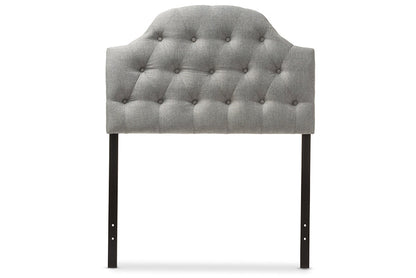 Baxton Studio Morris Modern and Contemporary Grey Fabric Upholstered Button-Tufted Scalloped Twin Size Headboard