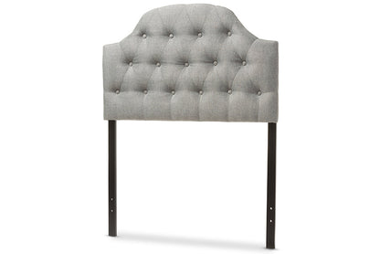 Baxton Studio Morris Modern and Contemporary Grey Fabric Upholstered Button-Tufted Scalloped Twin Size Headboard