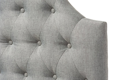Baxton Studio Morris Modern and Contemporary Grey Fabric Upholstered Button-Tufted Scalloped Twin Size Headboard