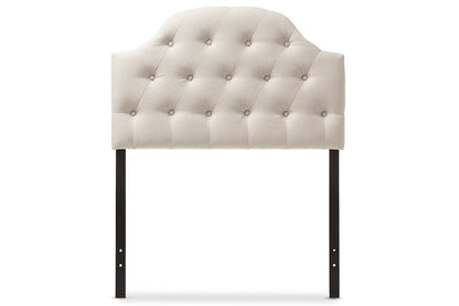 Baxton Studio Morris Modern and Contemporary Light Beige Fabric Upholstered Button-Tufted Scalloped Twin Size Headboard
